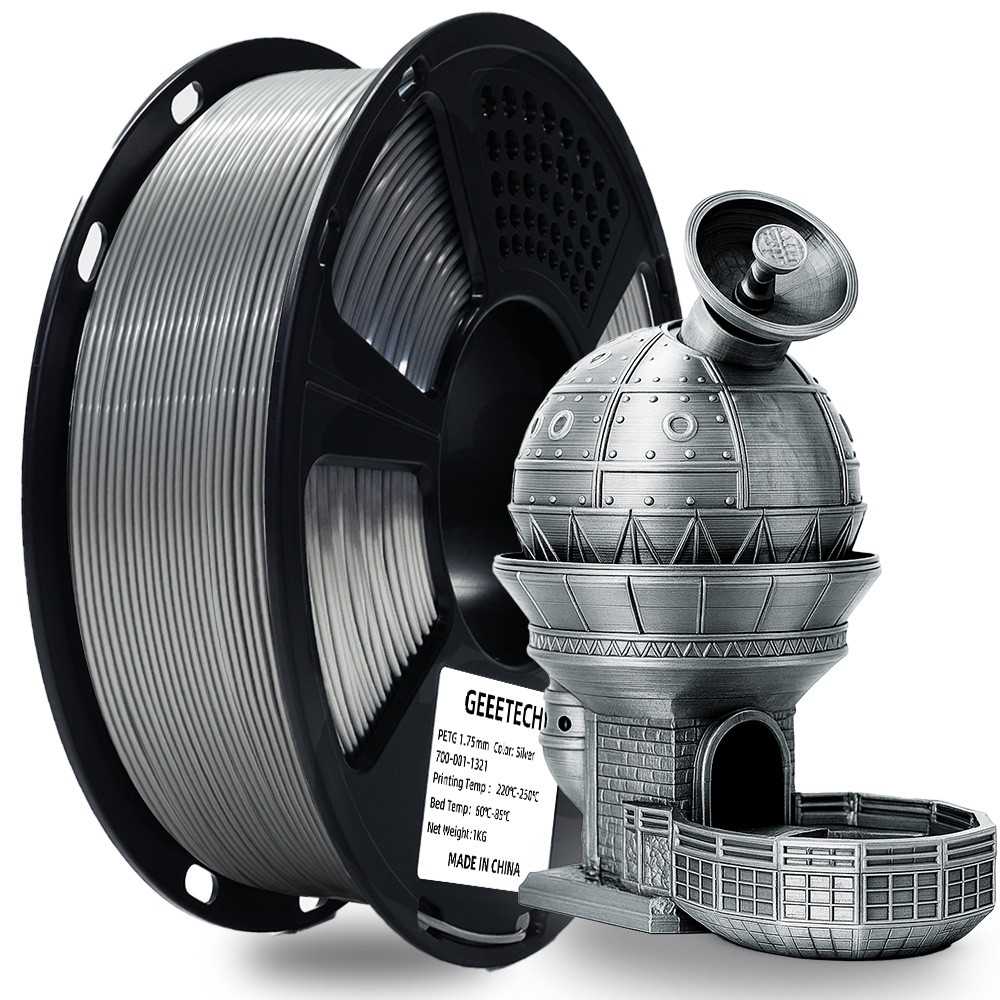 PETG Silver Greeetech Petg Silver/Сріблий 1,75 мм 1кг - Зображення 1